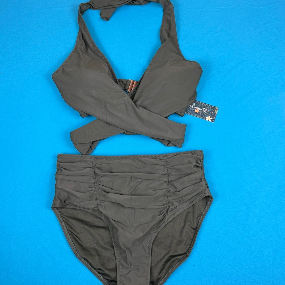 Blooming Jelly Women’s Bikini Set Size M NWT High Waisted Halter Wrap Top - Picture 3 of 5